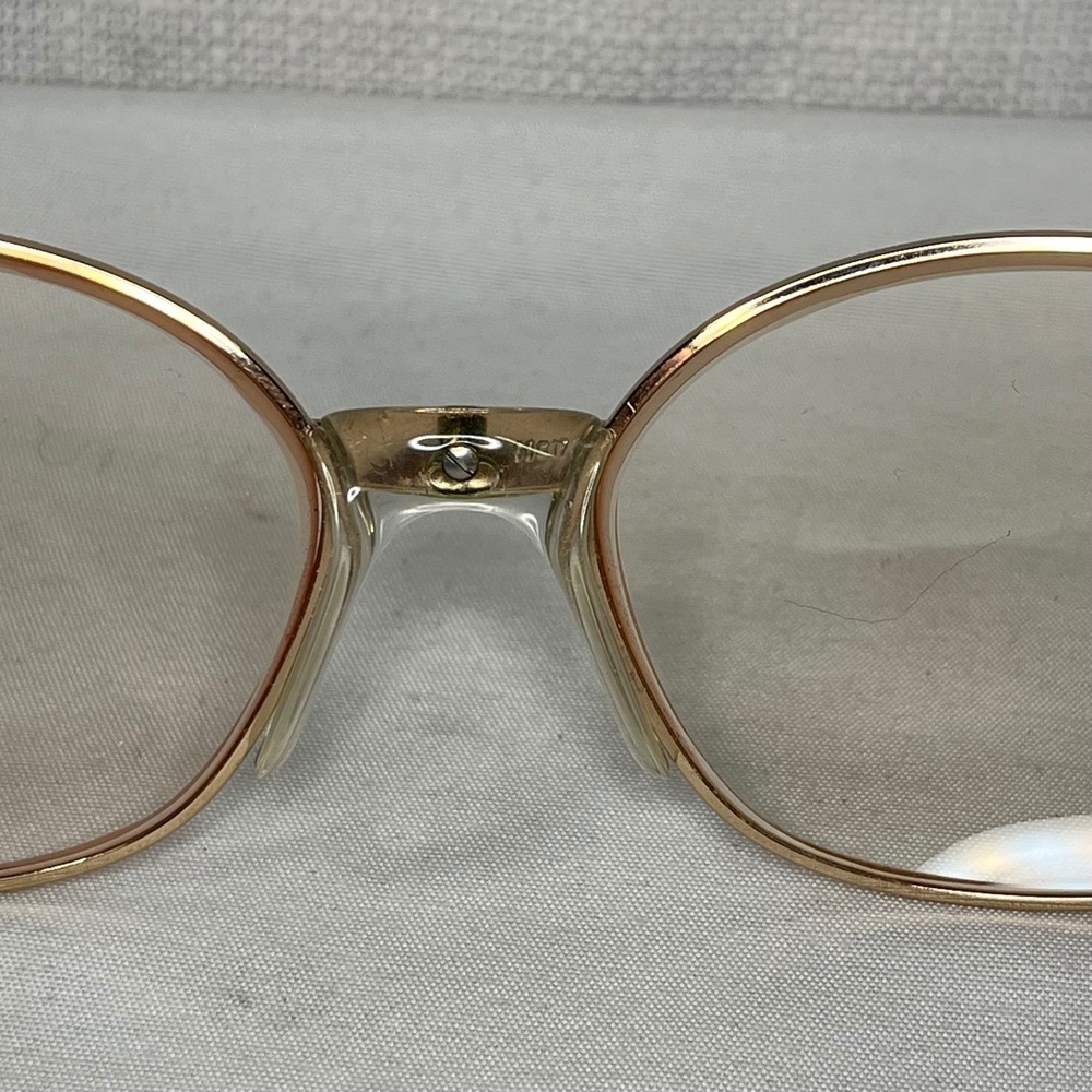 Luxottica Annette Eyeglasses Gold Electric Pink Square Frame Italy 53-17-130 - Picture 8 of 11